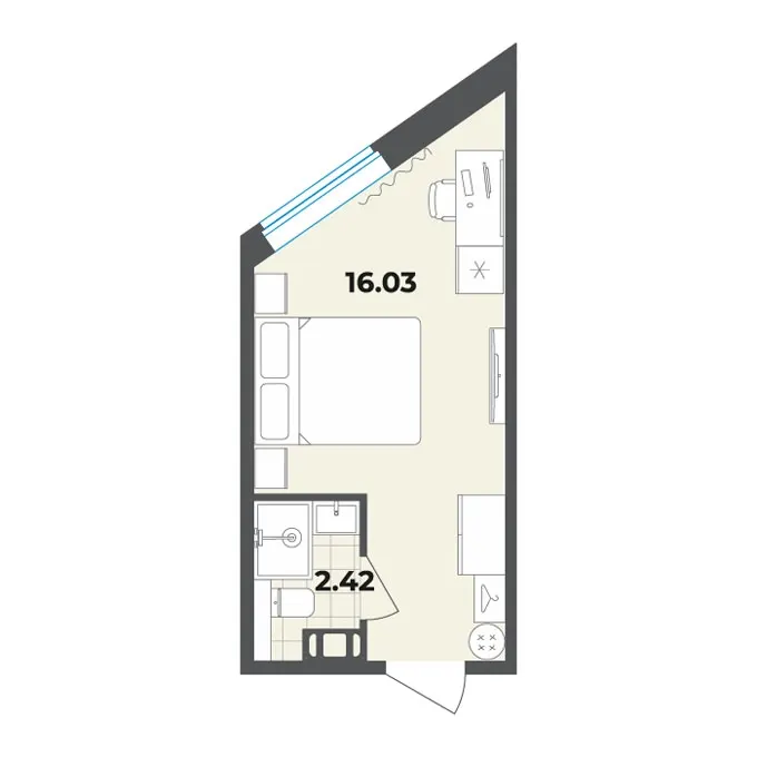 Студия 18.5 м²