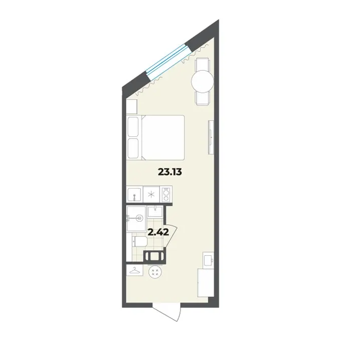 Студия 25.6 м²