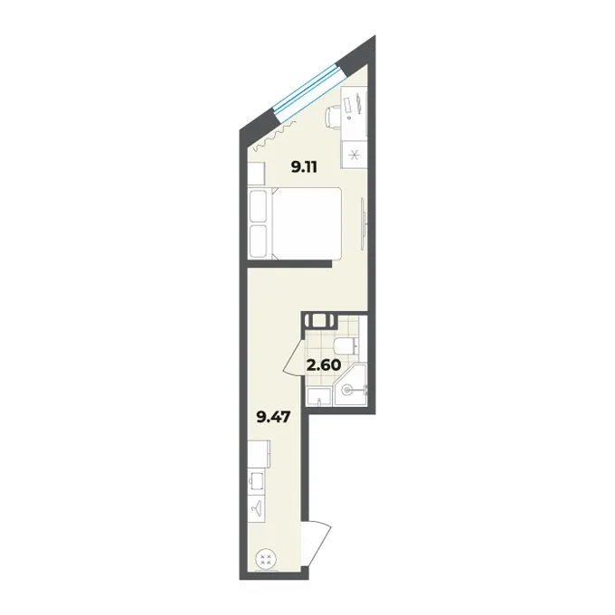 Студия 21.2 м²
