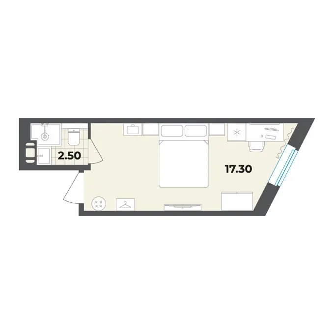 Студия 19.8 м²