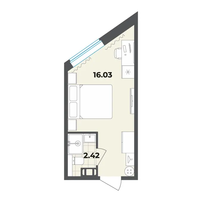 Студия 18.5 м²