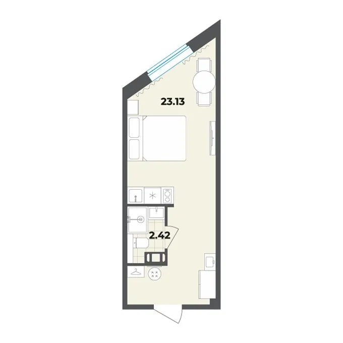 Студия 25.6 м²