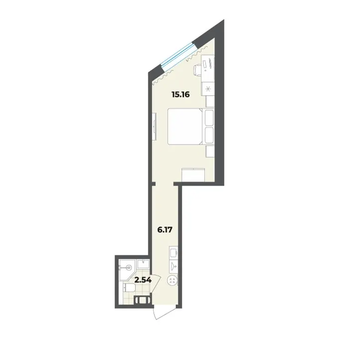 Студия 23.9 м²