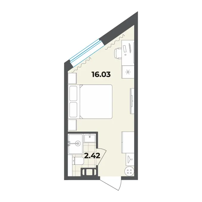 Студия 18.5 м²