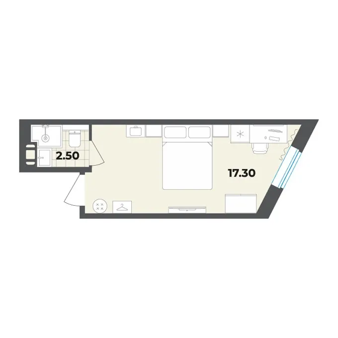 Студия 19.8 м²