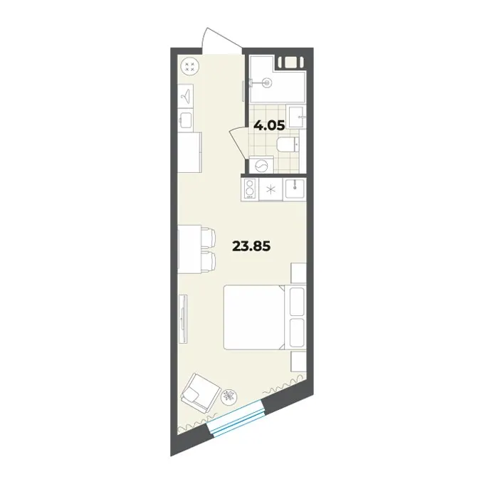 Студия 27.9 м²