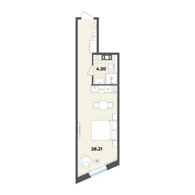 Студия 32.5 м²