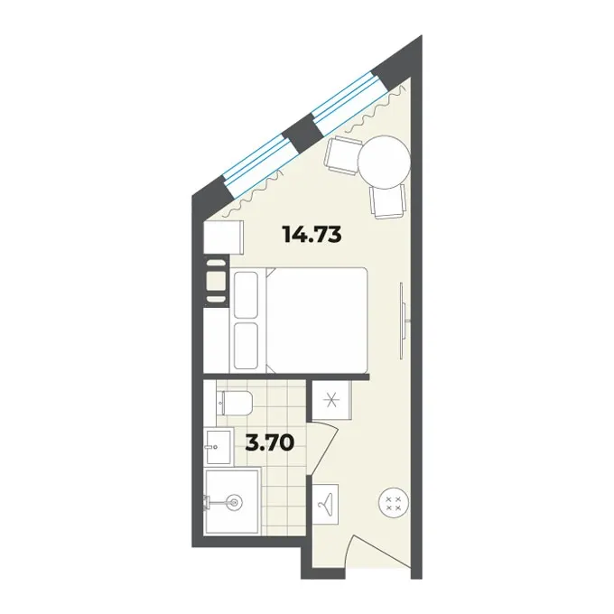Студия 18.4 м²