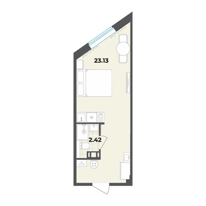 Студия 25.6 м²