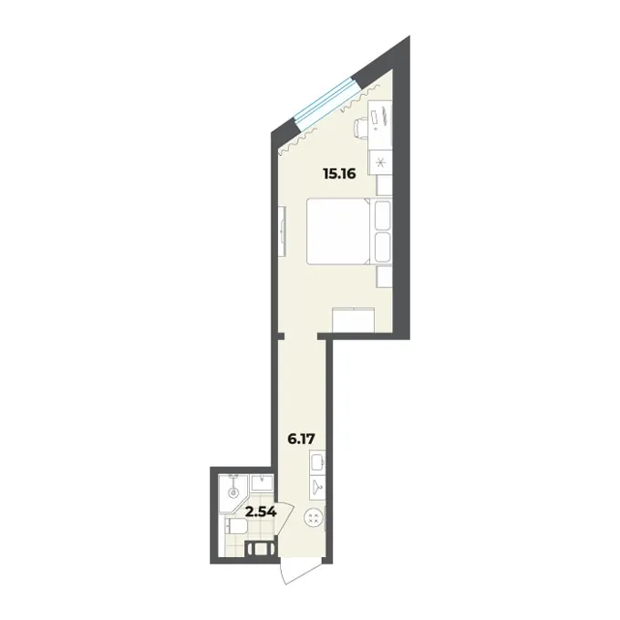 Студия 23.9 м²