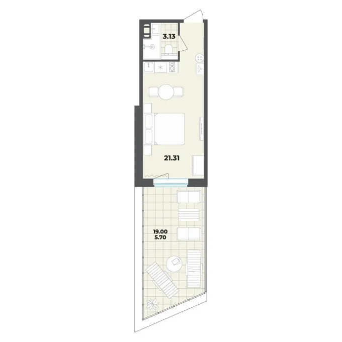 Студия 30.1 м²