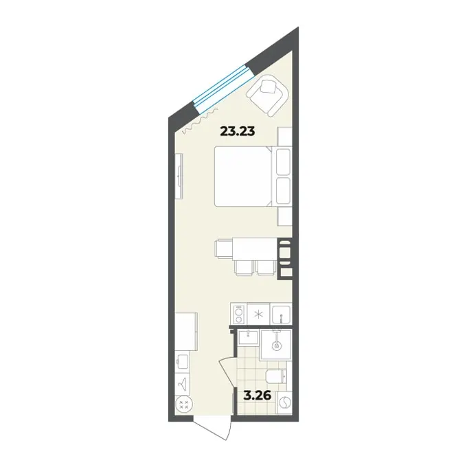 Студия 26.5 м²