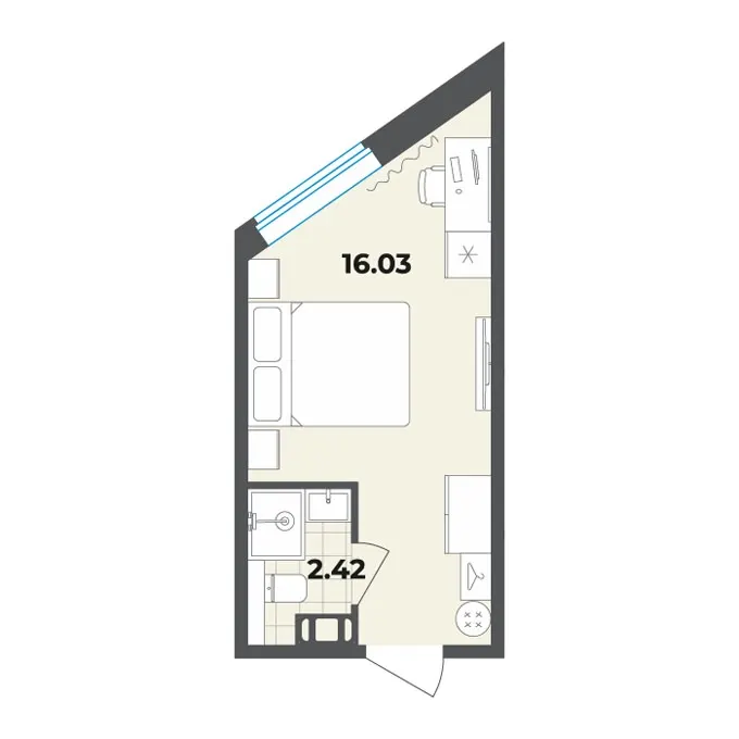 Студия 18.5 м²