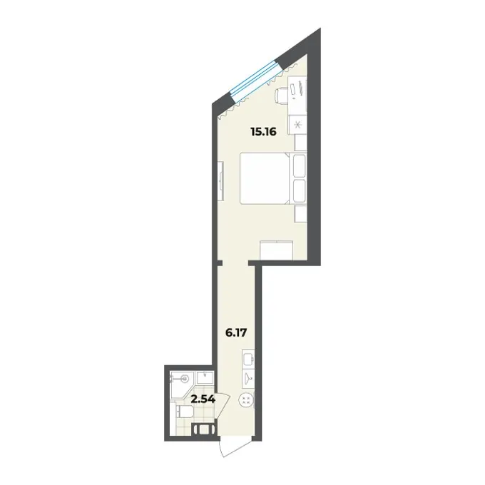 Студия 23.9 м²