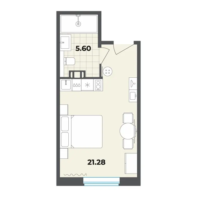 Студия 26.9 м²