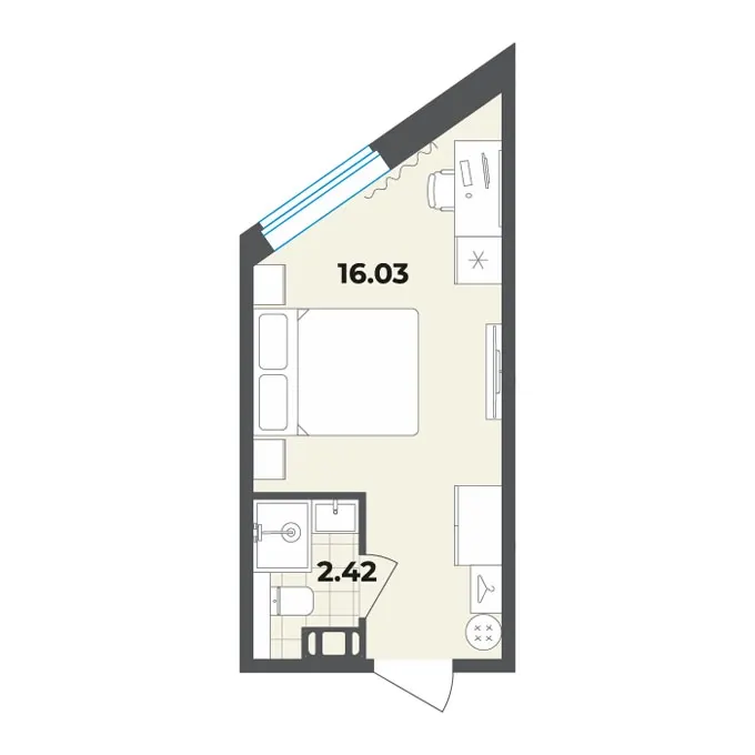 Студия 18.5 м²