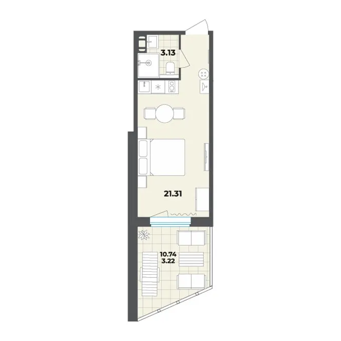 Студия 27.7 м²
