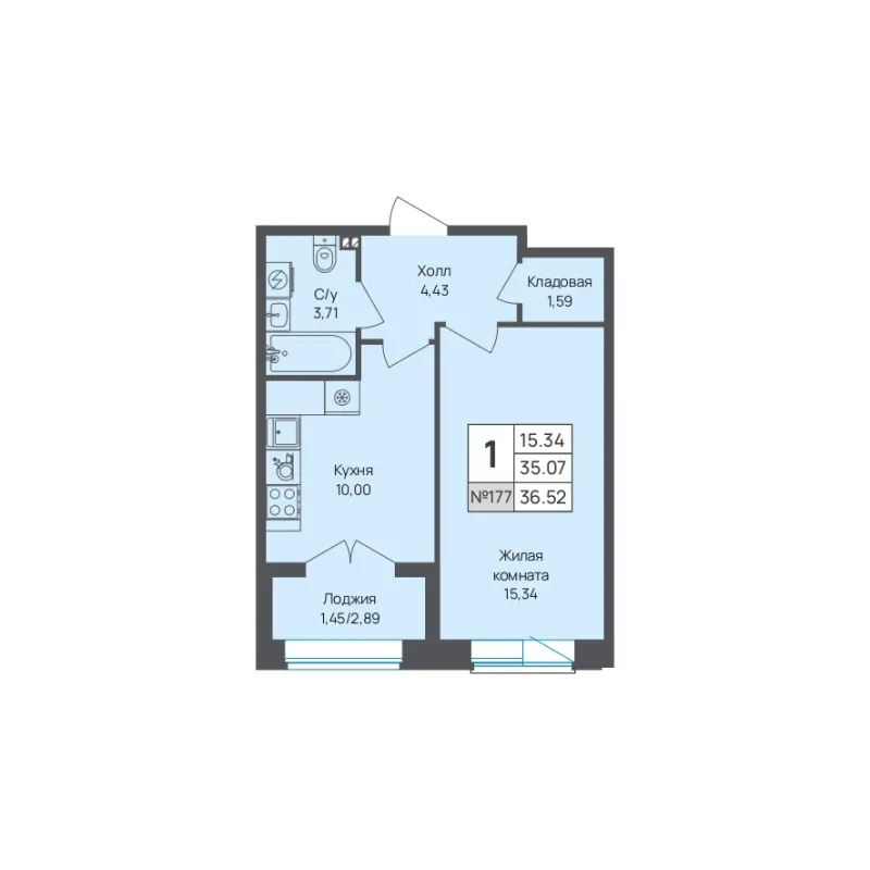 1-комн. 36.5 м²