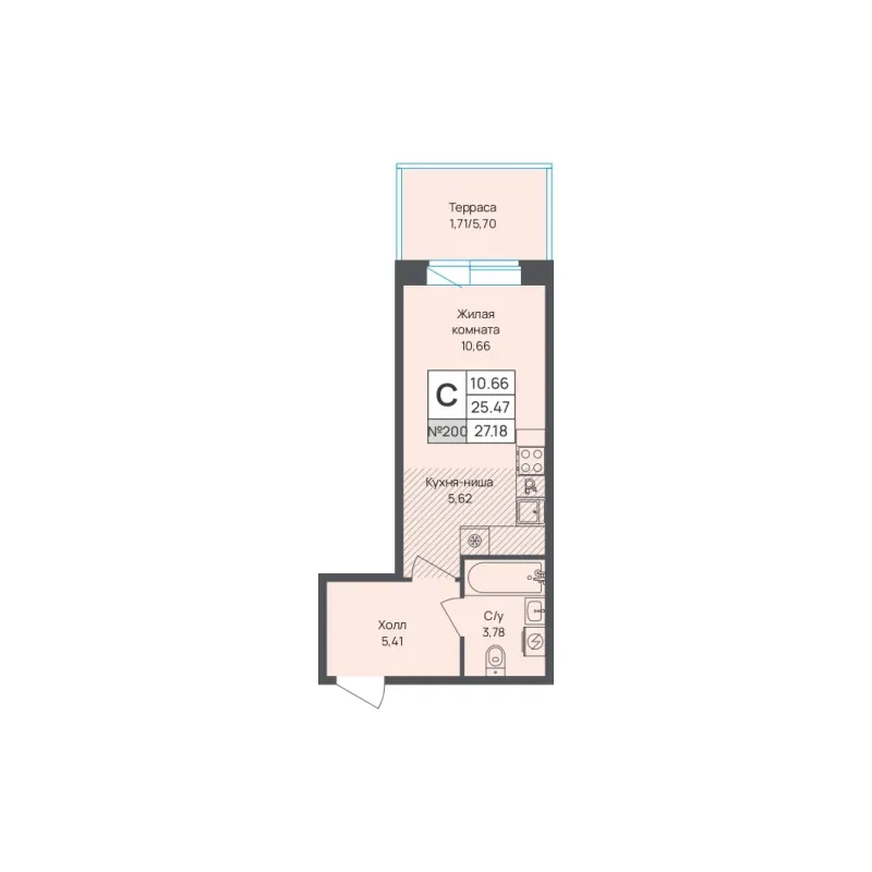 Студия 27.2 м²