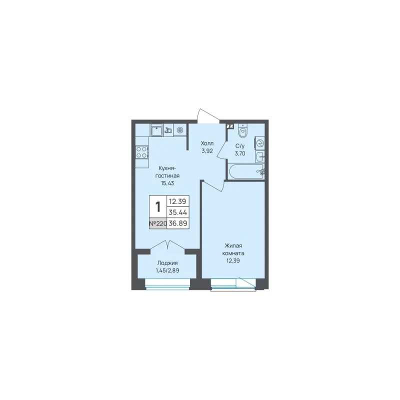 1-комн. 36.9 м²