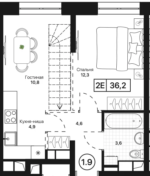 1-комн. 36.2 м²