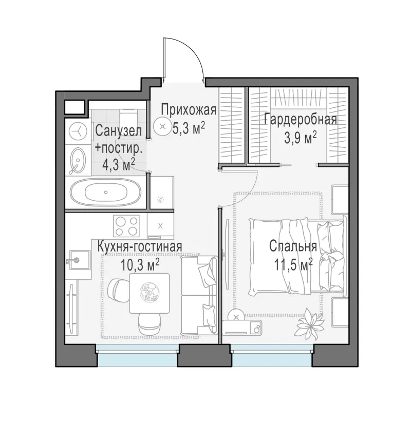 1-комн. 35.2 м²