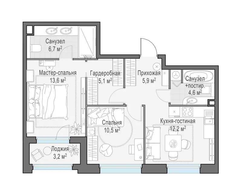 2-комн. 59.3 м²