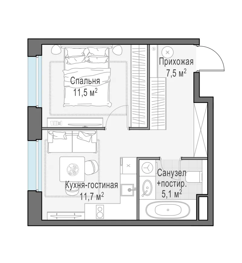 1-комн. 35.5 м²