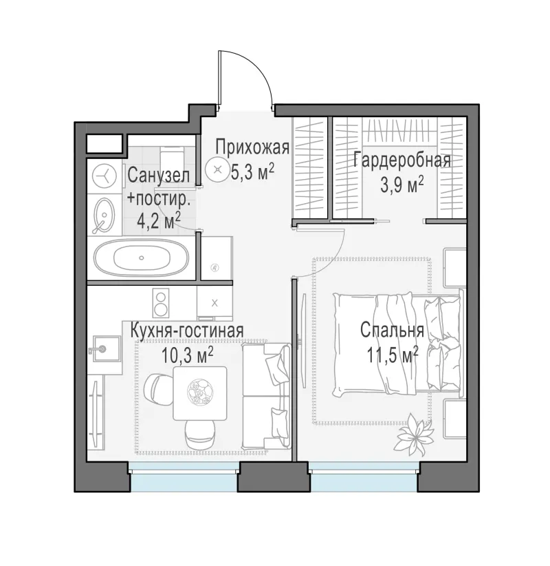 1-комн. 35.1 м²