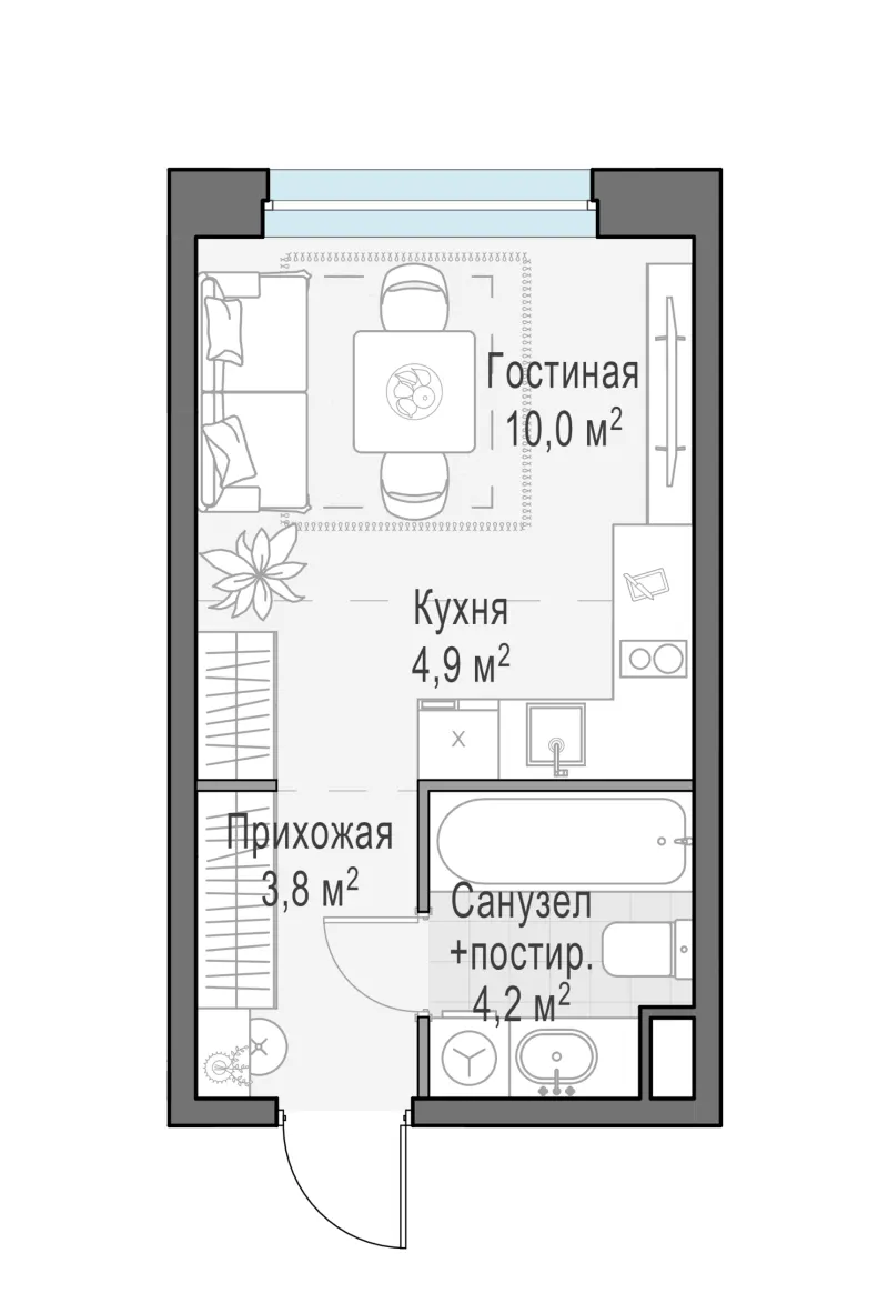 Студия 23 м²