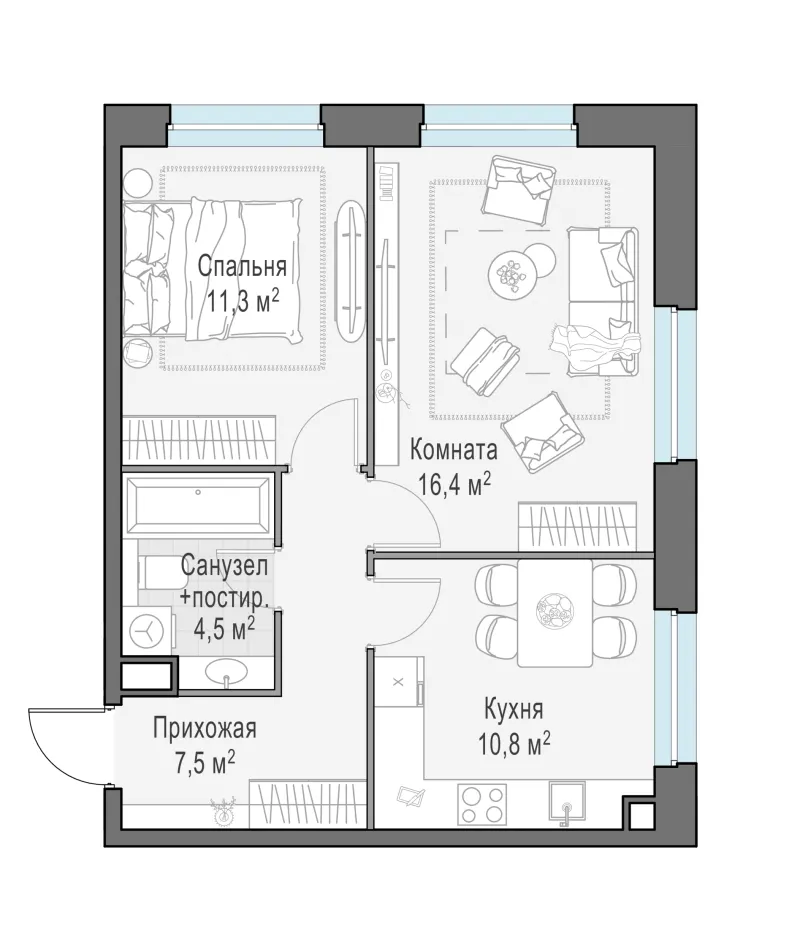 2-комн. 50.5 м²