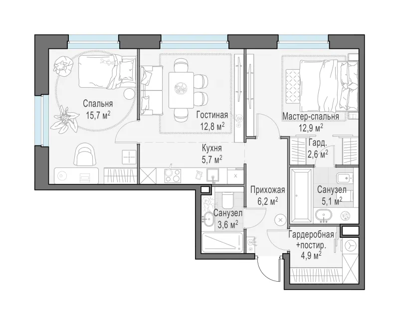 2-комн. 69.6 м²