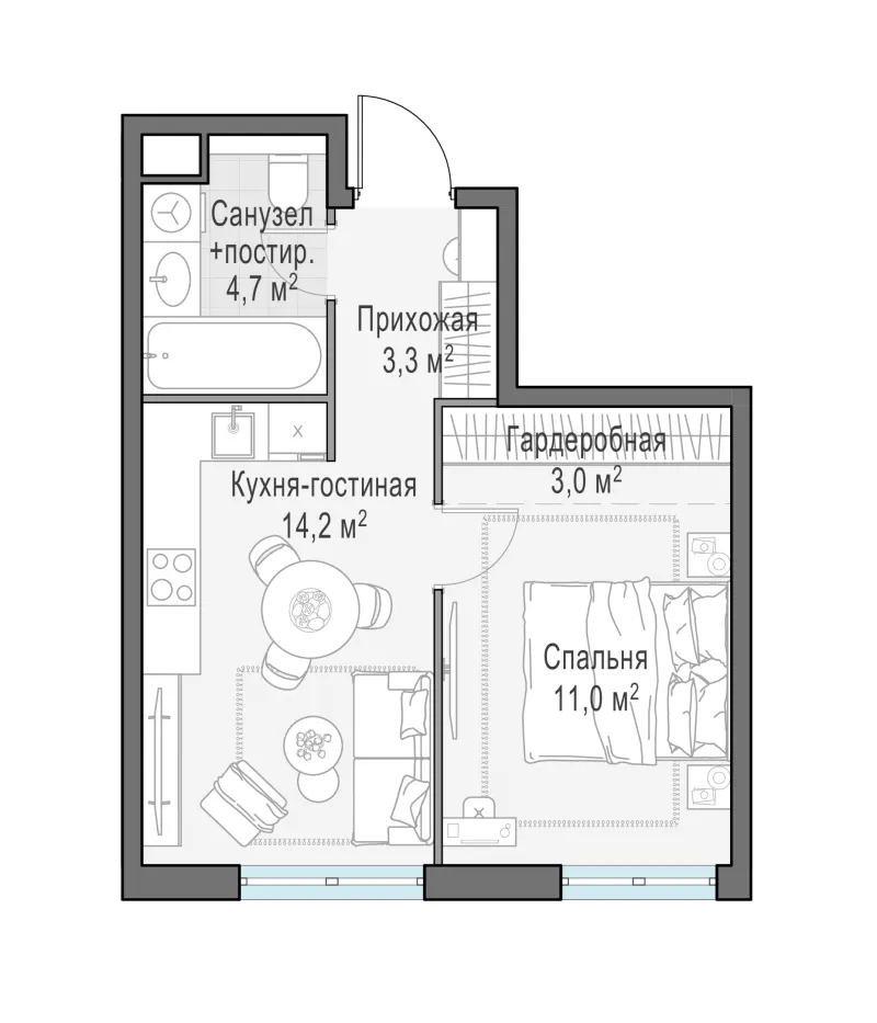 1-комн. 36.2 м²