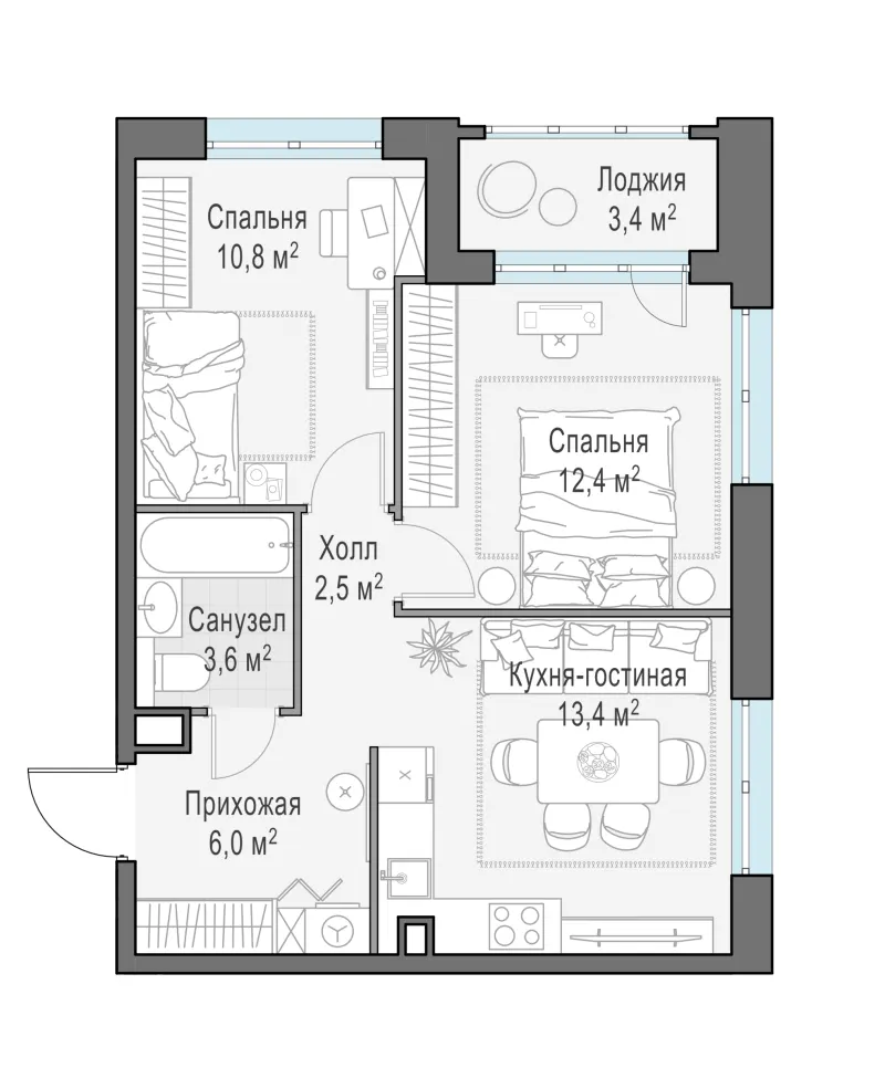 2-комн. 50.2 м²
