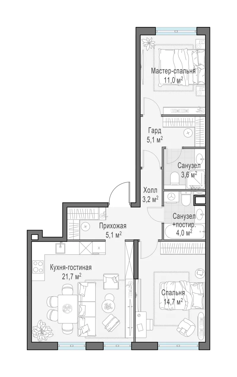 2-комн. 71.9 м²