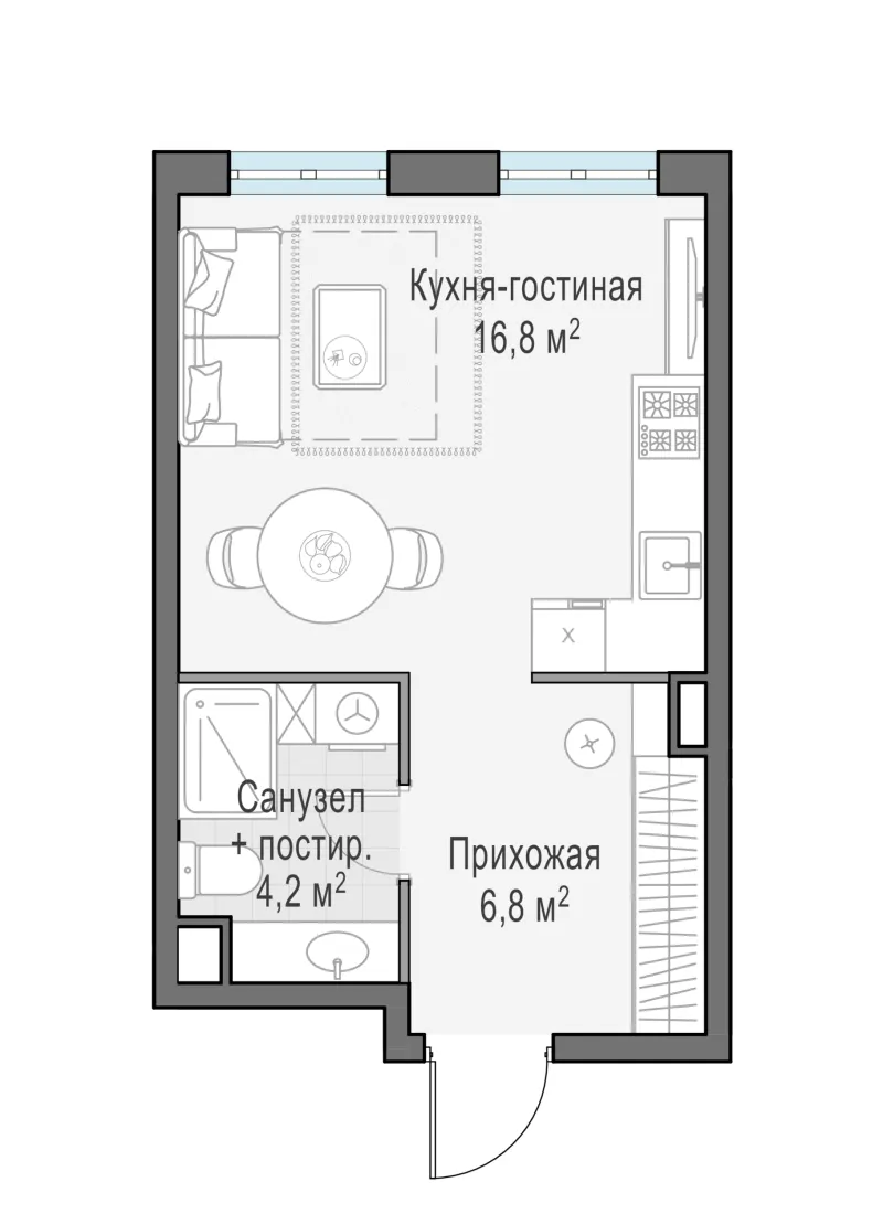 Студия 27.8 м²