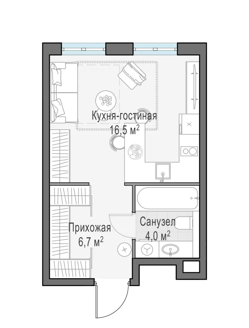 Студия 27.3 м²