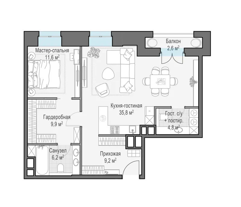 1-комн. 78.7 м²