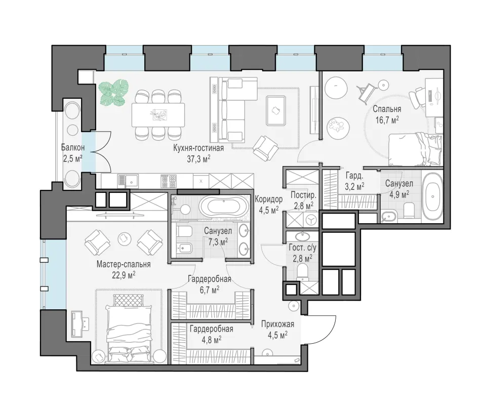 2-комн. 119,9 м²