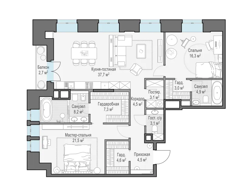 2-комн. 120.5 м²