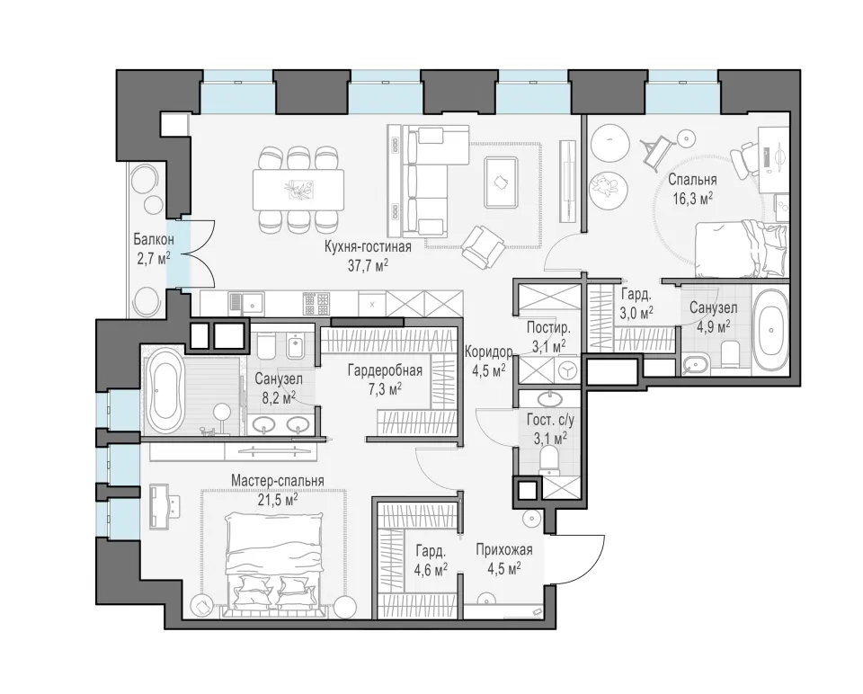 2-комн. 120,5 м²