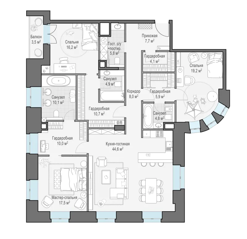 3-комн. 171.3 м²