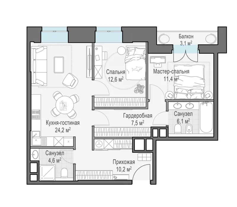 1-комн. 78.8 м²