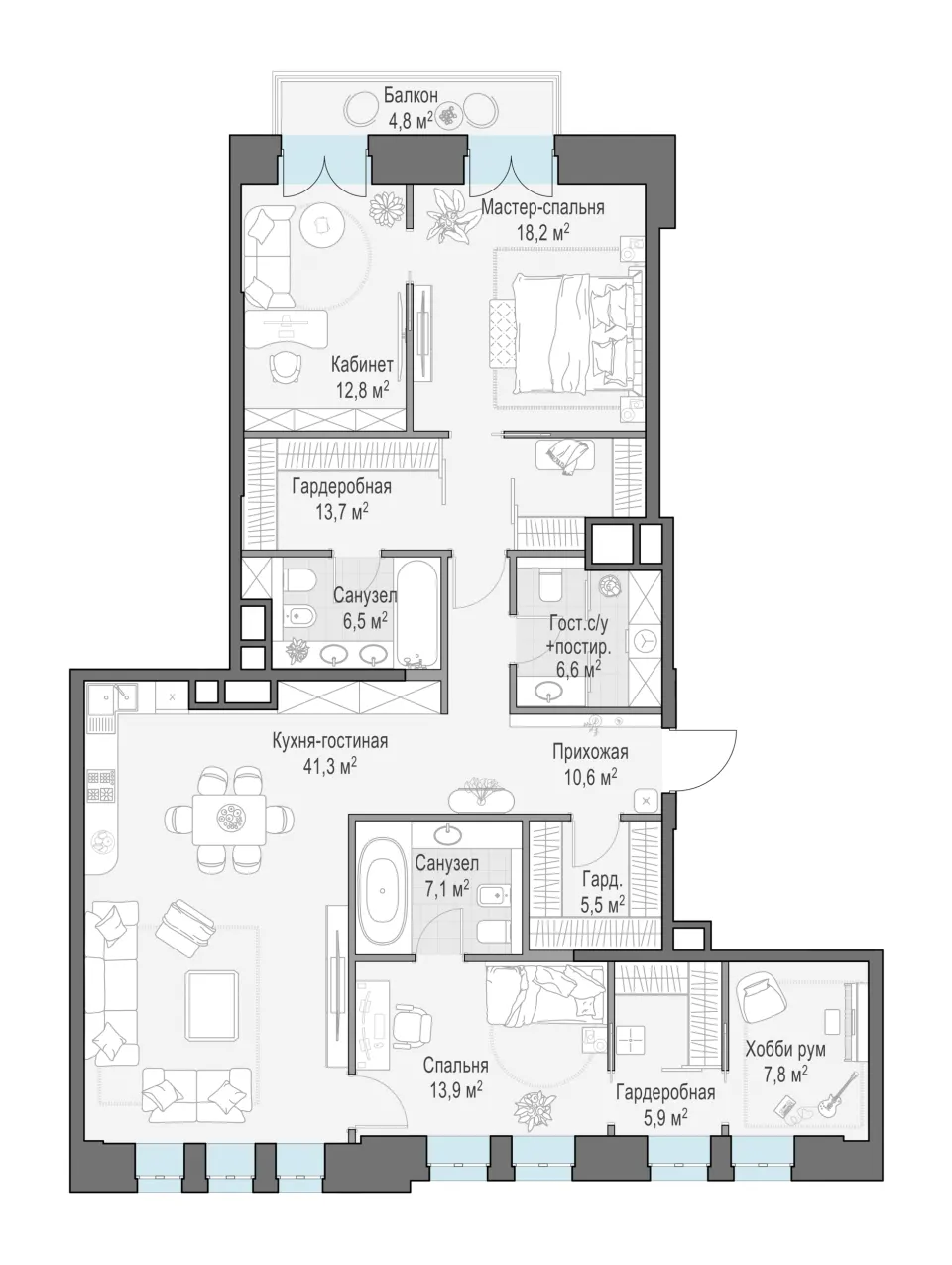 3-комн. 151,7 м²