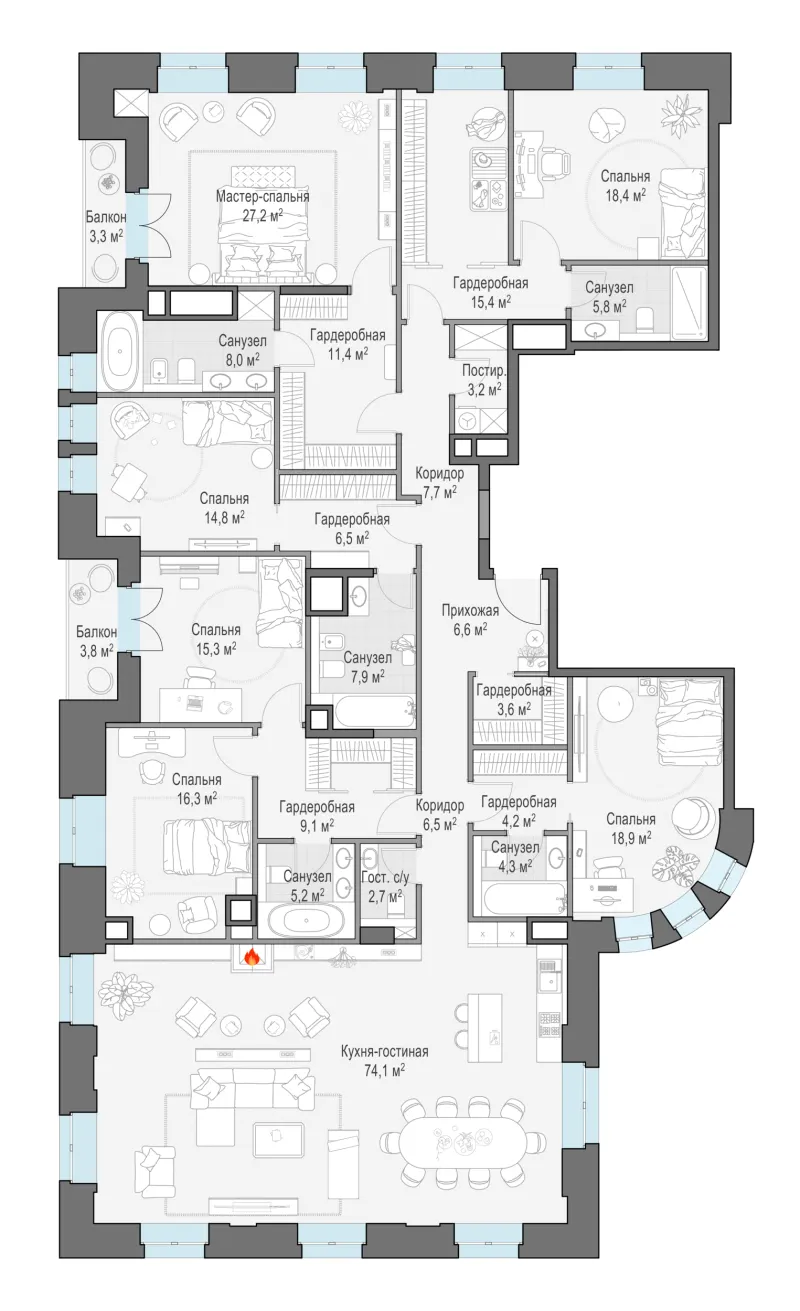 6-комн. 296.7 м²