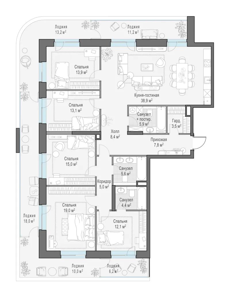 5-комн. 183.8 м²