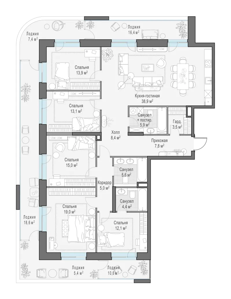 5-комн. 183.5 м²