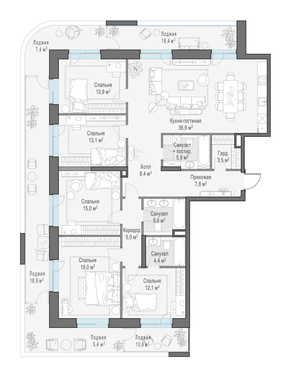 5-комн. 183,5 м²