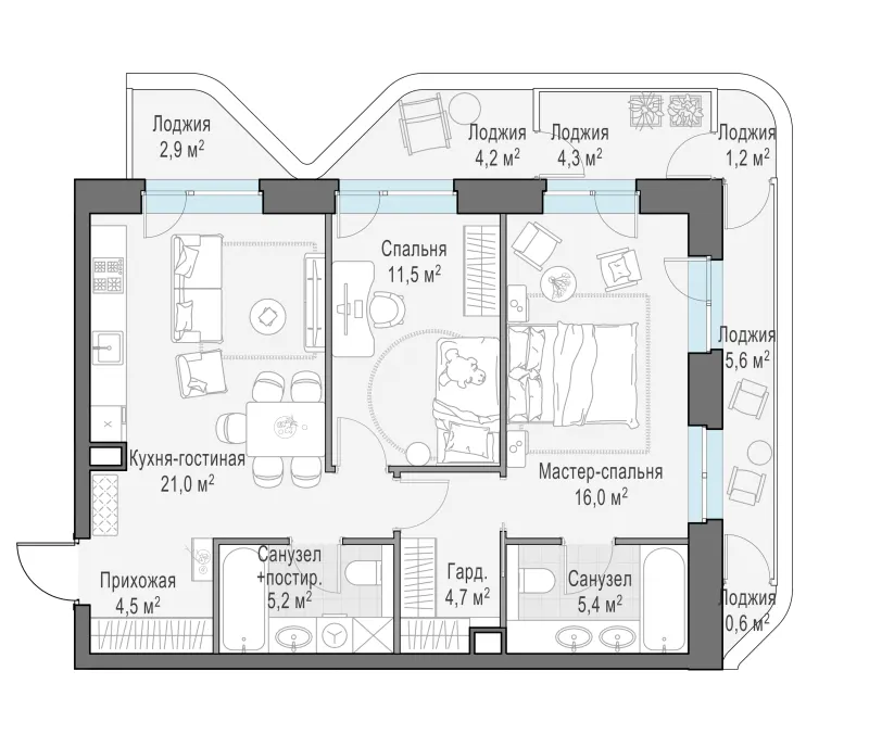 2-комн. 78.4 м²