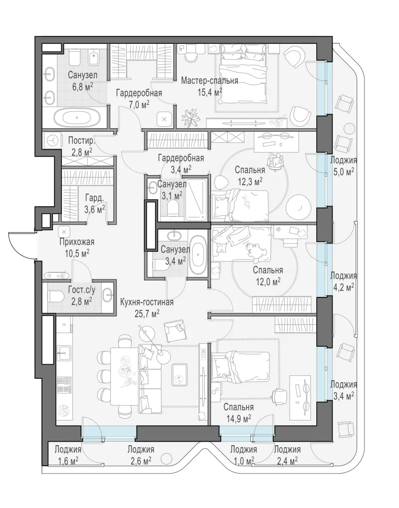 4-комн. 135.2 м²